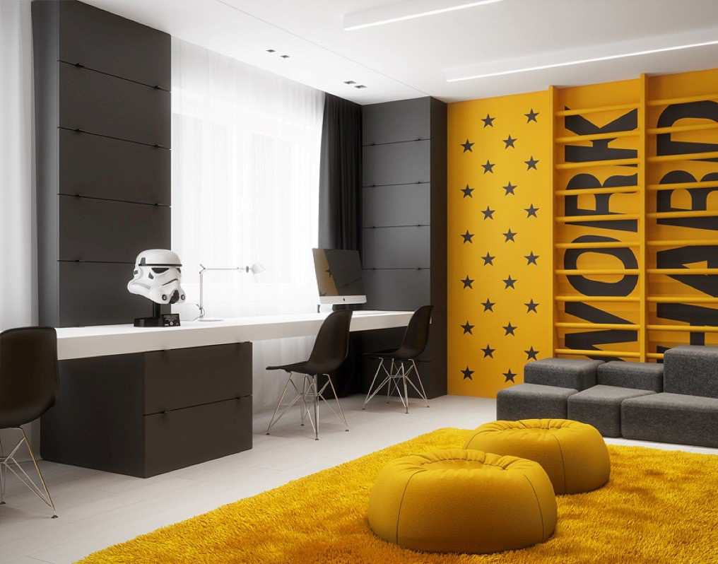 اتاق کودک نوجوان رنگ زرد