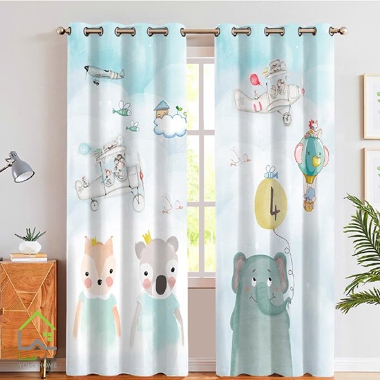 پرده اتاق نوزاد طرح حیوانات کارتونی