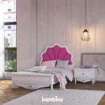 ست تخت یک نفره و پاتختی دخترانه صورتی