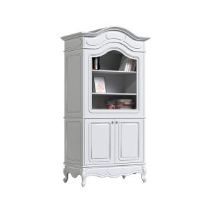 کتابخانه کلاسیک سفید ام دی اف با طراحی سه طبقه مجزا و دو کمد