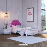 ست تخت یک نفره و پاتختی دخترانه صورتی