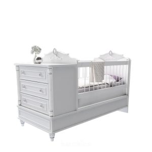 تخت چند منظوره کودک سرویس سیسمونی و کودک سفید کلاسیک