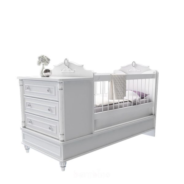 تخت چند منظوره کودک سرویس سیسمونی و کودک سفید کلاسیک