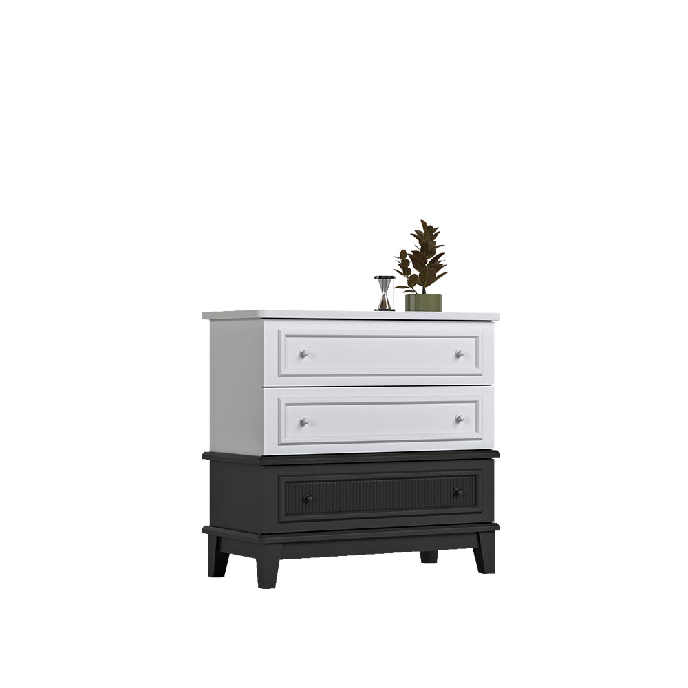 دراور سفید طوسی سه کشو ام دی اف روکش دار اسپرت