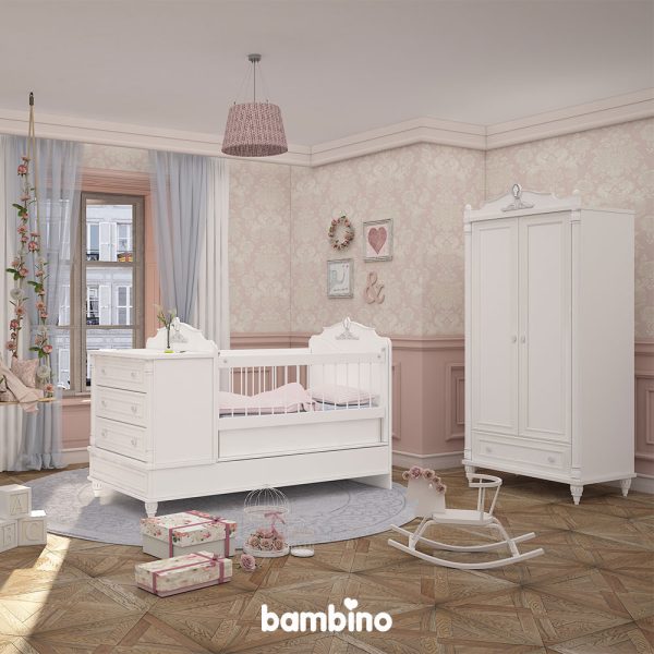 سرویس سیسمونی و اتاق نوزاد و کودک با تخت و کمد