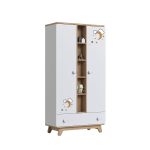 کمد کودکانه دو درب قفسه دار کودک با شلف و کشو جادار و شیک