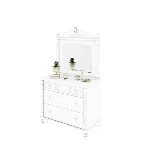 ست آینه با قاب سفید و دراور جهار کشو سفید اسپرت