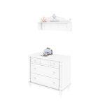 دراور ساده سفید و شلف دیواری نوزاد یا آویز دیواری سفید ام دی اف روکش دار