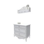 دراور کودک دختر سه کشو و شلف دیواری دخترانه یا آویز دیواری سفید ام دی اف