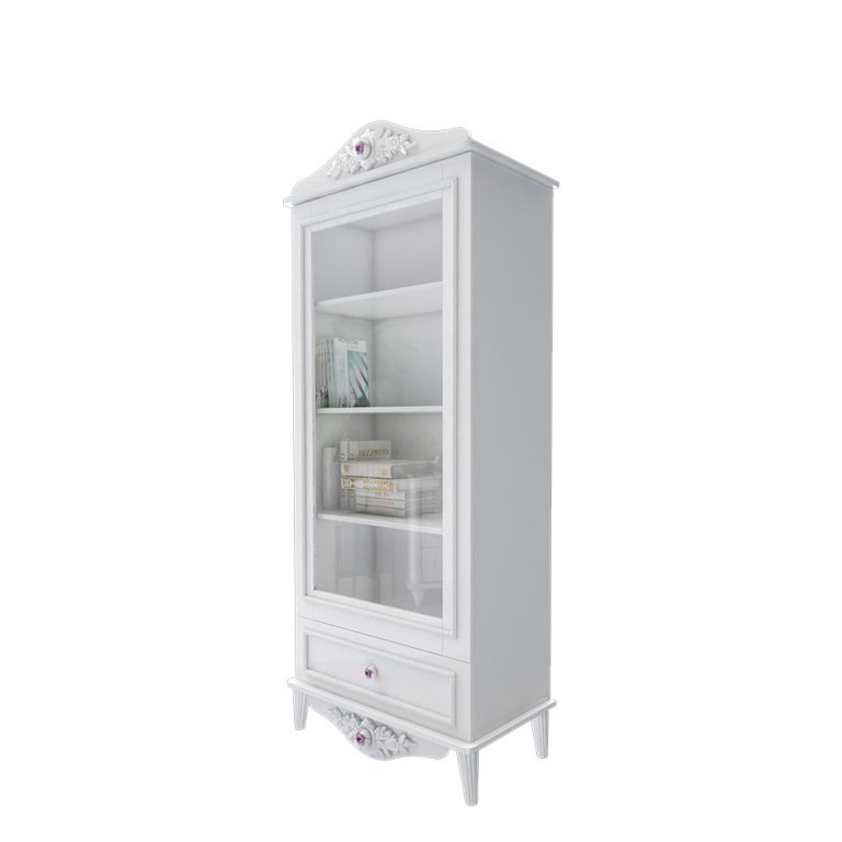 کتابخانه اتاق دخترانه تک درب سفید به همراه کشو