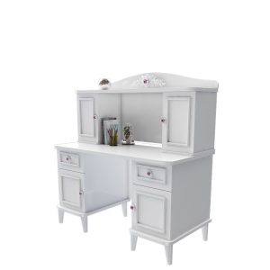 میزتحریر دخترانه و میز کامپیوتر با کتابخانه سفید دخترانه صورتی سفید