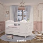 تخت خواب نوزاد و کودک سرویس سیسمونی و کودک سفید کلاسیک