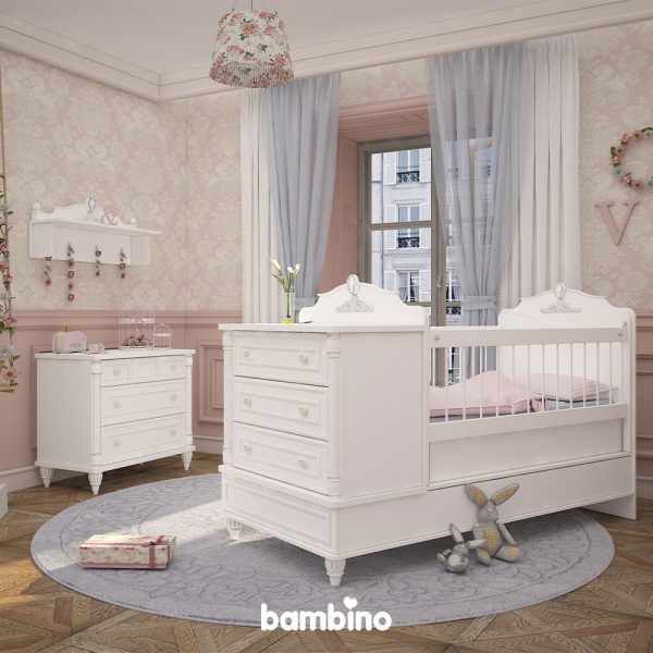 سرویس اتاق خواب نوزاد و سیسمونی سفید کلاسیک