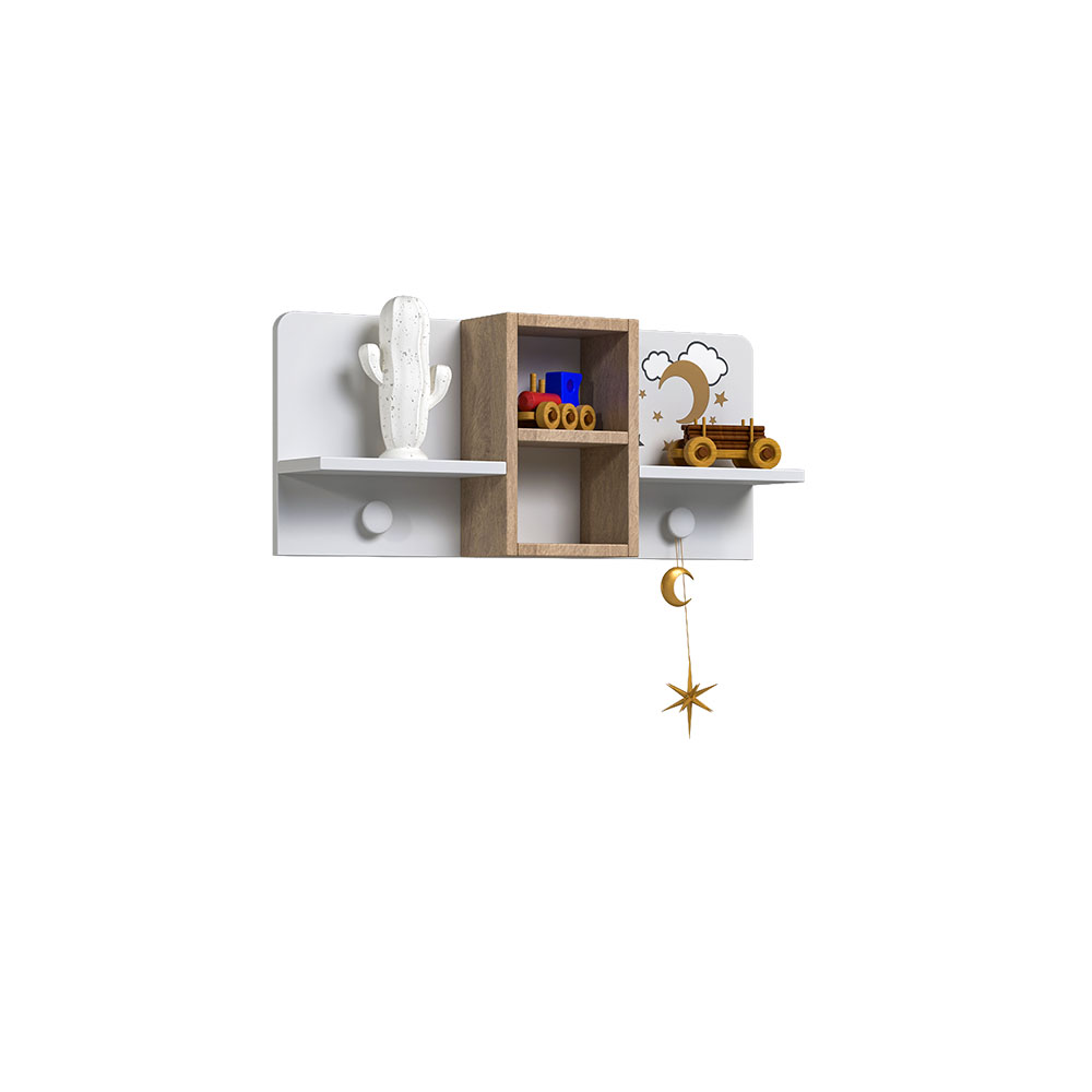 شلف یا آویز دیواری سیسمونی اتاق خواب سفید قهوه ای