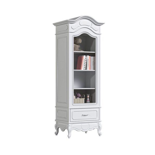 ویترین اسباب بازی شیشه ای تک درب پایه دار با طبقات چوبی تمام ام دی اف