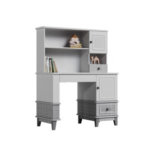 میزتحریر و میز کامپیوتر با کتابخانه سفید طوسی اسپرت