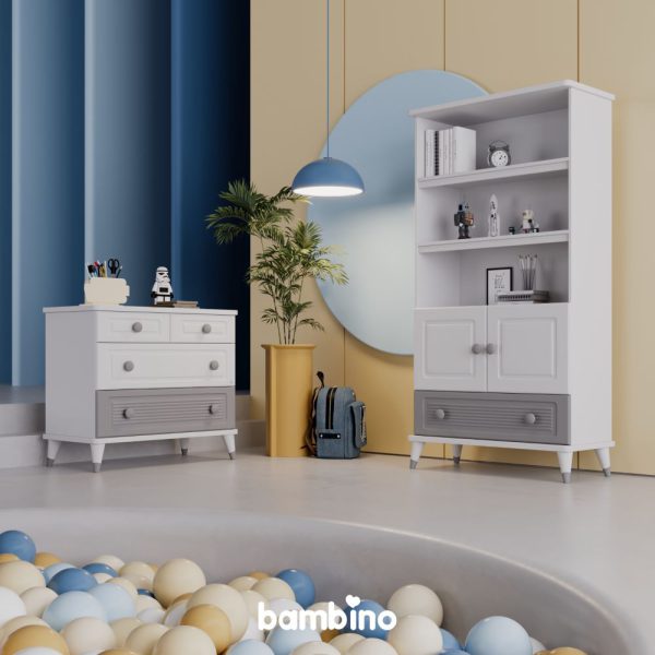 کتابخانه اتاق جوان و یک نفره طوسی