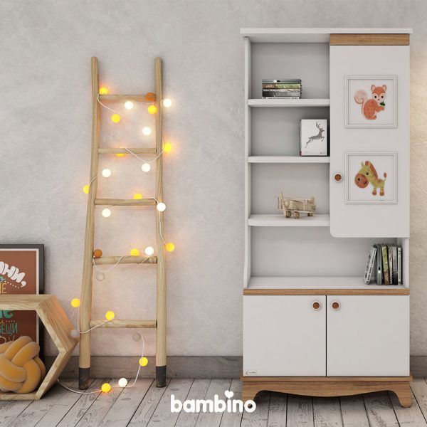 کتابخانه به همراه شلف های طبقاتی با طرح کودکانه