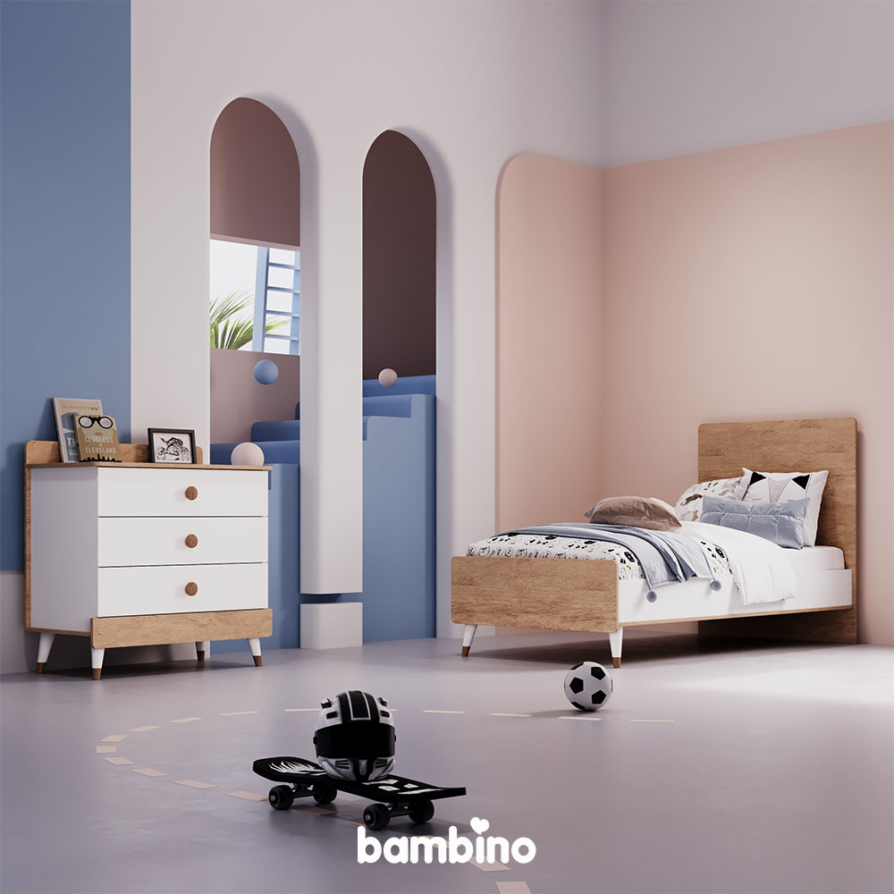 سرویس نوجوان با تخت و صندوق ساده و مدرن