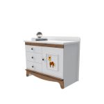 صندوق کودکانه یا دراور سه کشو و کمد دار با طرح کودکانه