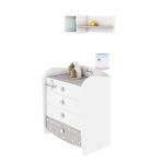 دراور چهار کشو و شلف دیواری سیسمونی نوزاد