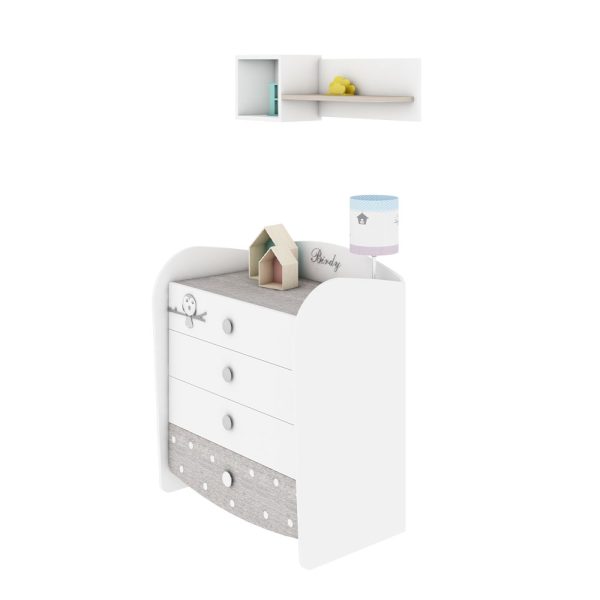 دراور چهار کشو و شلف دیواری سیسمونی نوزاد