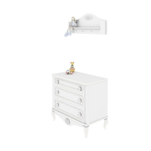 دراور سه کشو و شلف دیواری اتاق نوزاد - دراور اتاق کودک و نوزاد