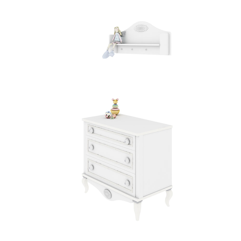 دراور سه کشو و شلف دیواری اتاق نوزاد - دراور اتاق کودک و نوزاد