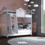 تخت دو طبقه کودک با استحکام و سفید مناسب دختر و پسر