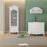 ویترین و دراور شلف دیواری تمام سفید با بهترین کیفیت