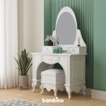 میز آرایش تمام سفید به همراه قاب آینه کشو دار