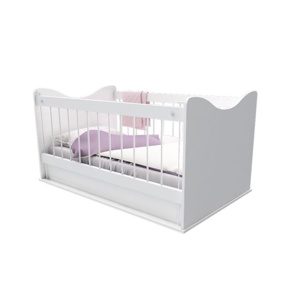 ننو و تخت خواب سفید نوزادی استاندارد مناسب سیسمونی