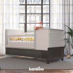 تخت خواب اتاق نوزاد و سیسمونی چهار منظوره با دراور و گهواره