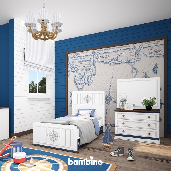 تخت کودک و نوجوان پسرانه سرویس خواب یک نفره طرح کاپیتان