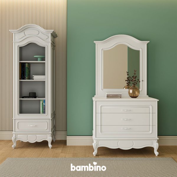 ویترین و دراور آینه تمام سفید با بهترین کیفیت