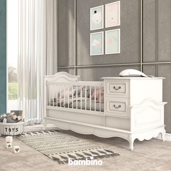 تخت نوزادی گهواره دار قابل تبدیل به تخت نوجوان با طراحی شیک