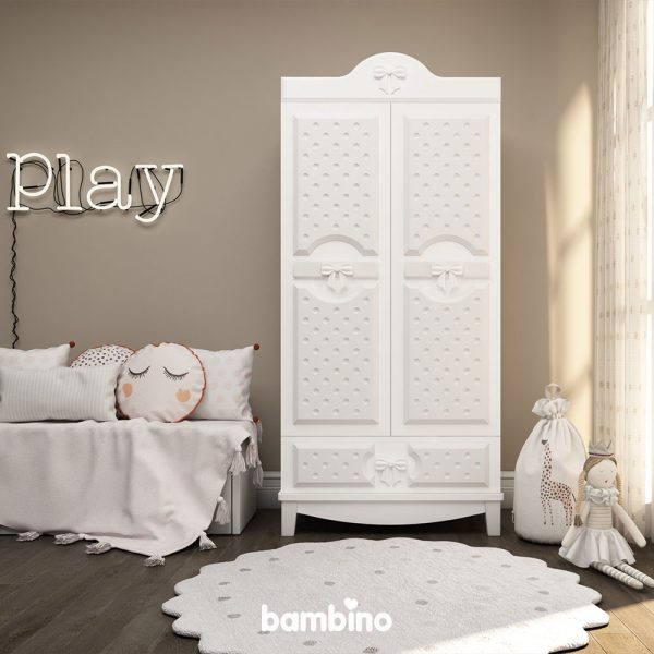 کمد دو درب فانتزی سفید مخصوص سیسمونی