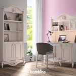 کتابخانه و میز تحریر اتاق خواب سفید دخترانه