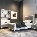 سرویس یک نفره شامل تخت خواب یک نفره و کتابخانه و پاتختی