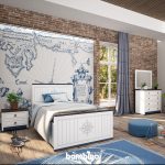 سرویس تخت و پاتختی و میز آرایش سرویس قهوه ای آبی کاپیتان