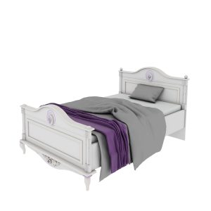 تخت خواب دخترانه یک نفره سایز 100 سفید دخترانه با گل های ریز