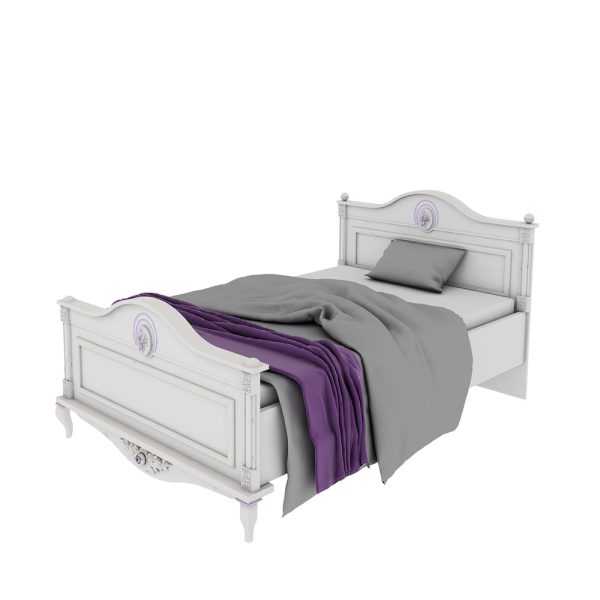 تخت خواب دخترانه یک نفره سایز 100 سفید دخترانه با گل های ریز