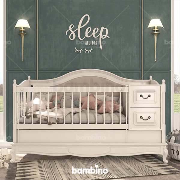 تخت نوزادی قابل تبدیل به تخت نوجوان به همراه دو صندوق