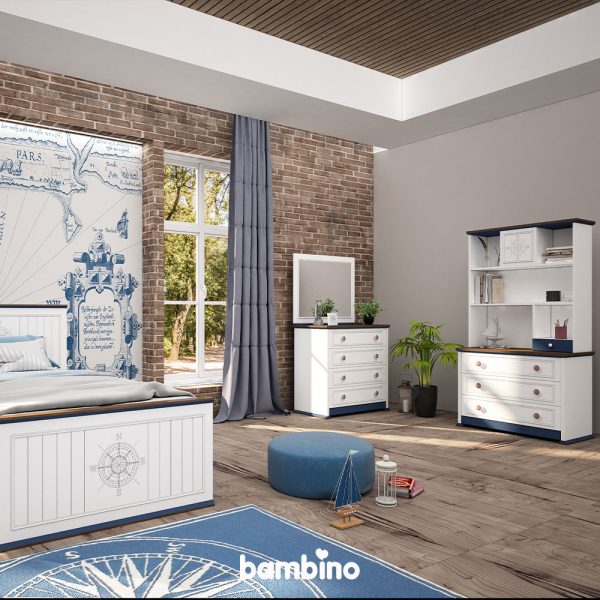 سرویس خواب یک نفره طرح کاپیتان یا ملوان پسرانه