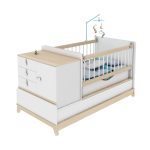 تخت خواب نوزادی سفید کرم به همراه صندوق
