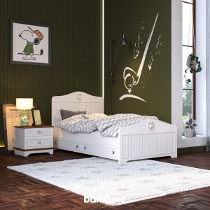 سرویس خواب بزرگسال یک نفره سفید با طراحی شیک