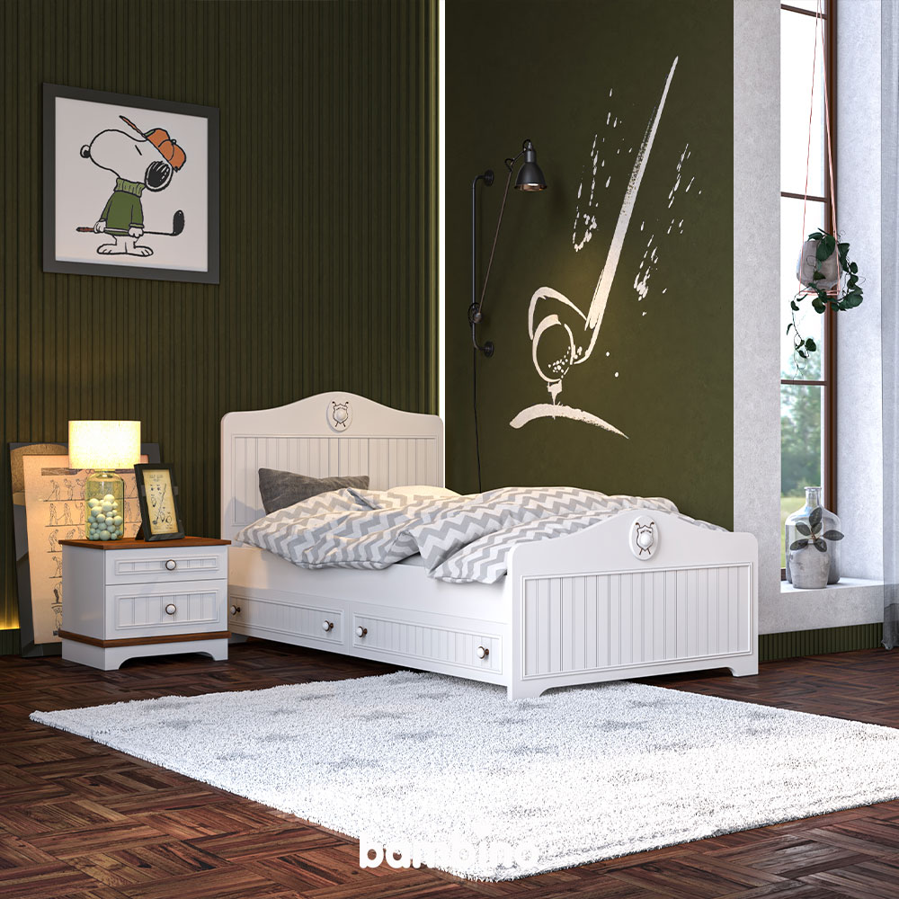 سرویس خواب بزرگسال یک نفره سفید با طراحی شیک