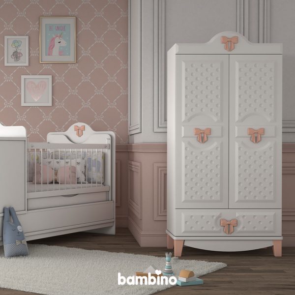 کمد دو درب سفید با دستگیره رنگی بسیار شیک