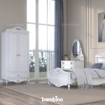 تخت و کمد و دراور آینه تمام سفید مخصوص اتاق بزرگسال