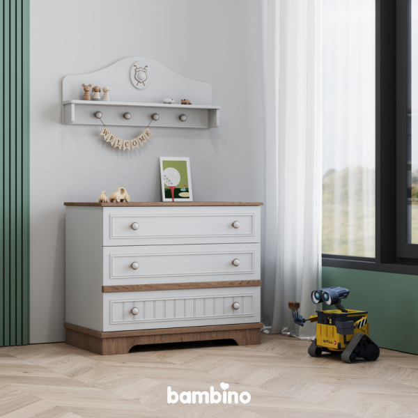 شلف دیواری و دراور ام دی اف اتاق کودک